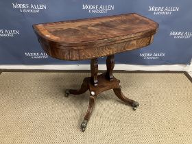 A 19th Century mahogany and cross-banded bow fronted fold-over card table,