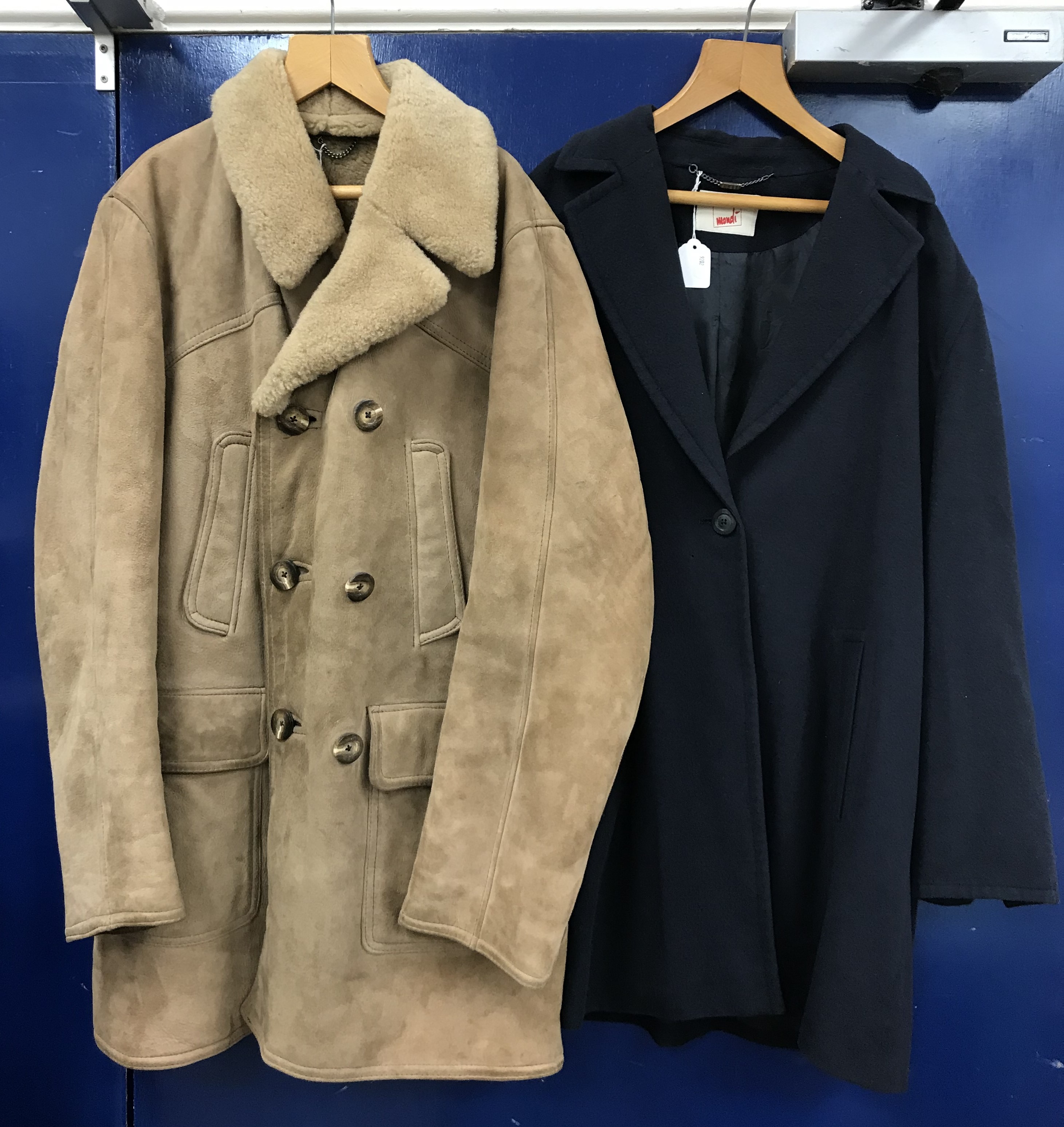 A collection of coats comprising a Paddy Campbell navy blue wool coat size 14, - Image 2 of 3