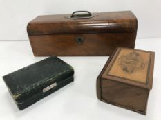 A Victorian walnut dome top box, 30.