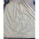 Two pairs of plain gold silk interlined curtains with fixed triple pencil pleat headings 222 cm