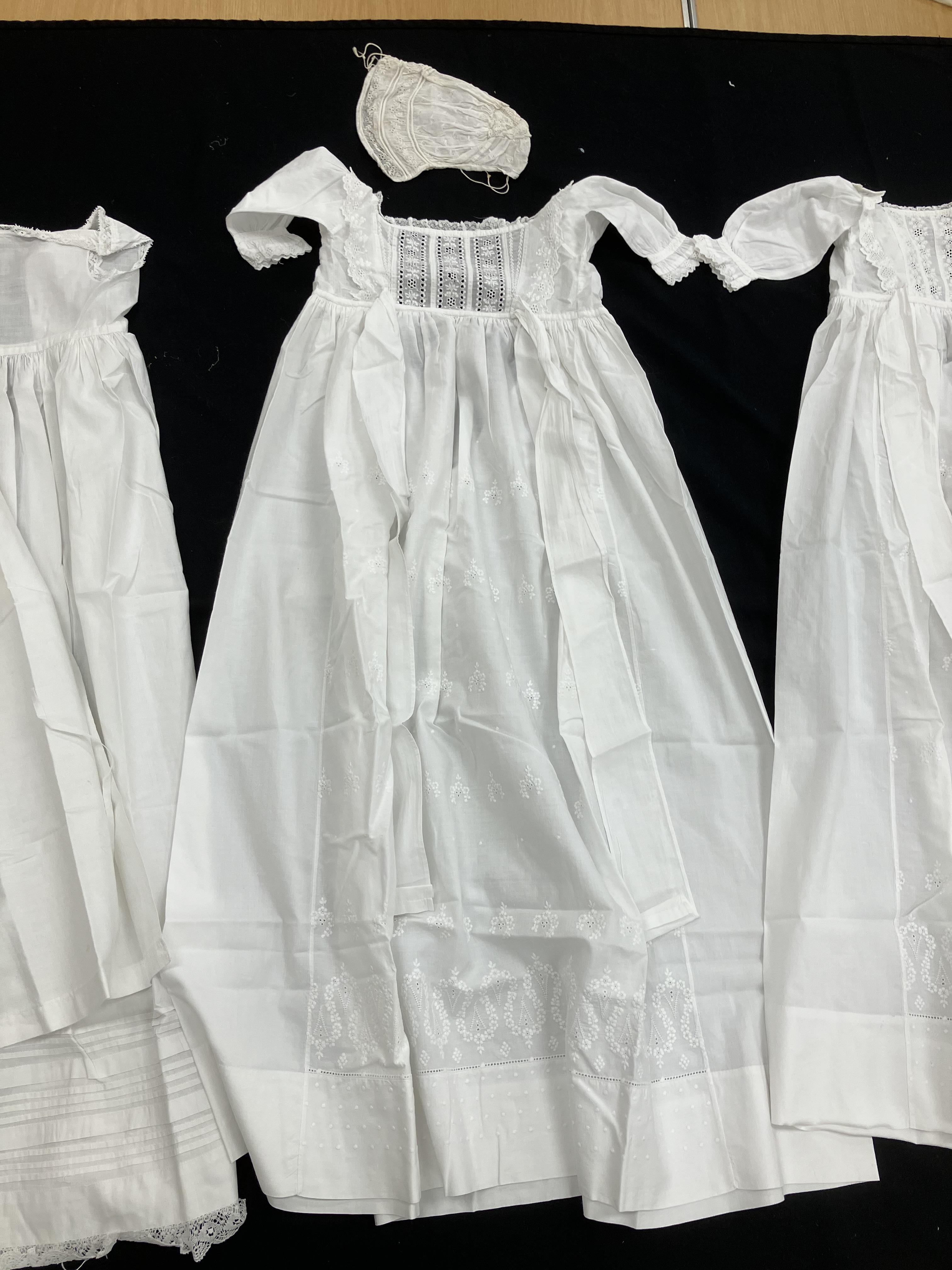 Nine various 19th Century Christening and other baby gowns, together with various lace sections, - Image 7 of 9