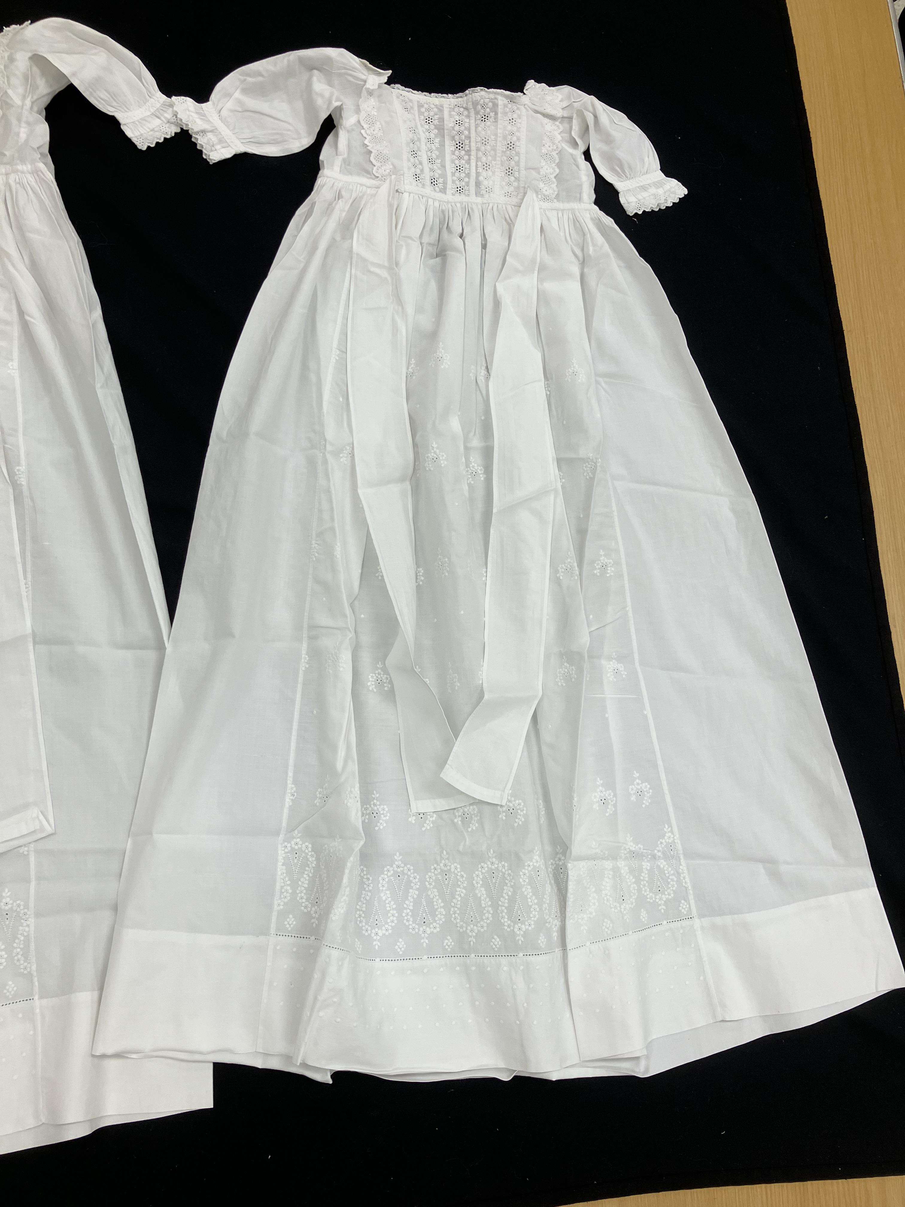 Nine various 19th Century Christening and other baby gowns, together with various lace sections, - Image 8 of 9