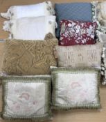 Three boxes of assorted scatter cushions