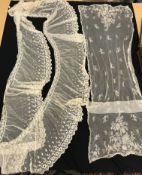 A collection of 19th Century lace to include fichus, skirt border, veils, etc.