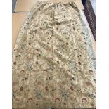 A pair of Marks & Spencers chenille foliate decorated lined curtains with taped pencil pleat