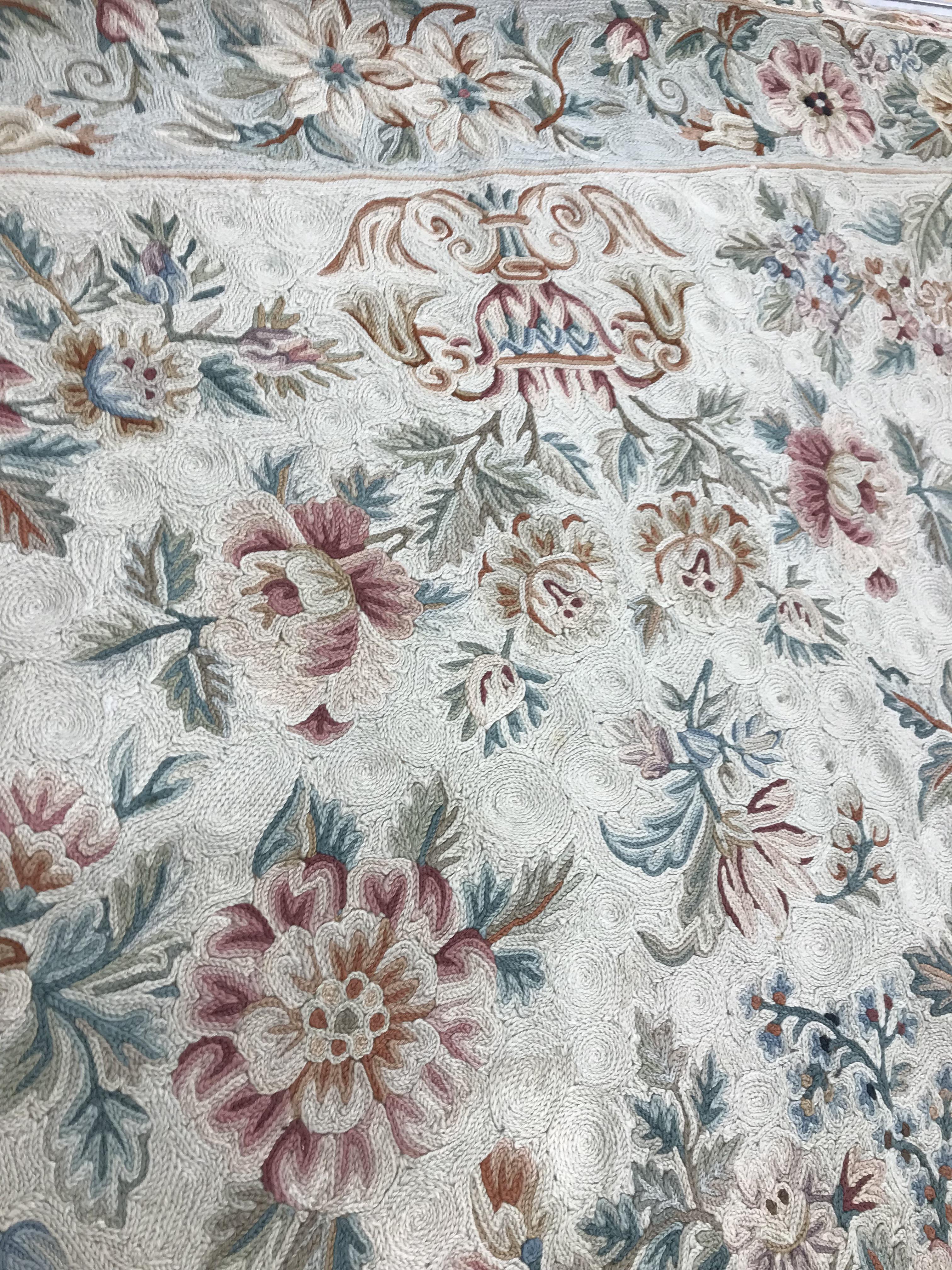 A crewel work panel with all-over foliate design and floral decorated border, - Image 12 of 12