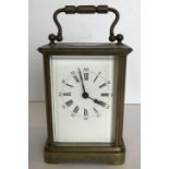 A circa 1900 French brass cased carriage clock,