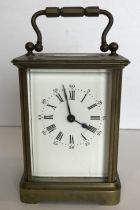 A circa 1900 French brass cased carriage clock,