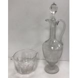 A collection of 19th Century glassware including a pair of wrythen cut glass ale flutes,