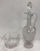 A collection of 19th Century glassware including a pair of wrythen cut glass ale flutes,