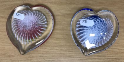 A red and white angel wing heart paperweight by Siddy Langley, signed and dated "2021" to base,