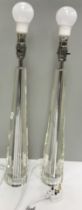 A pair of Laura Ashley glass faceted conical table lamps,