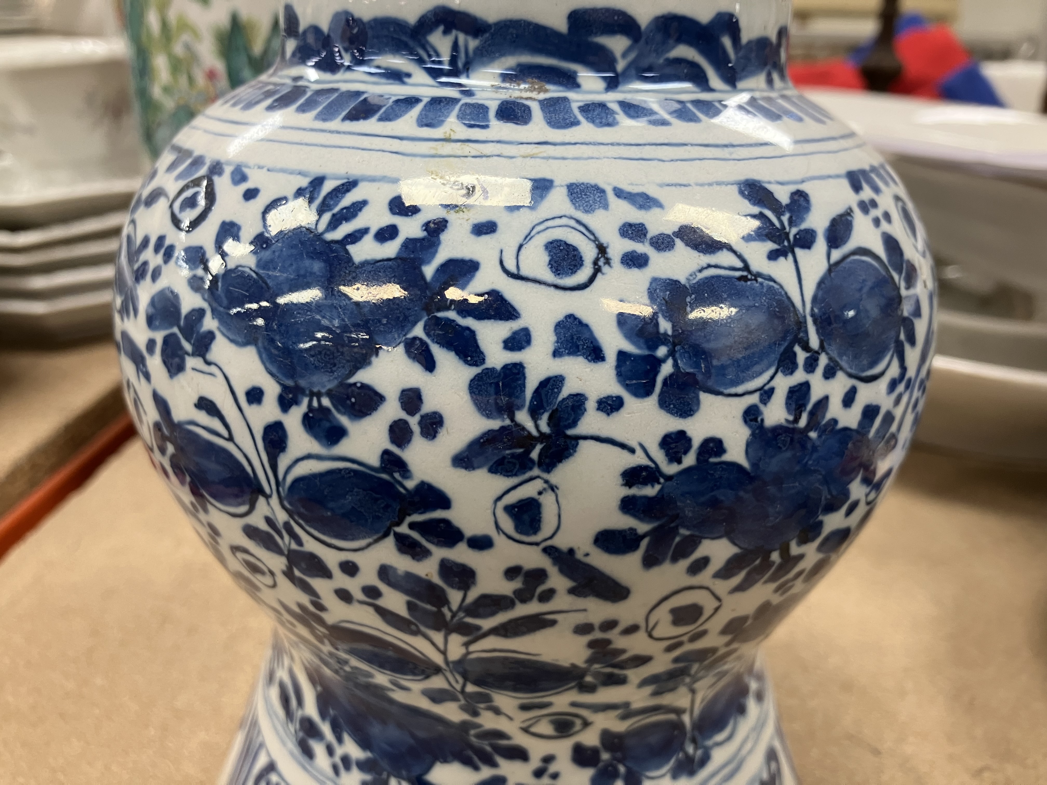 An 18th Century Delft blue and white baluster shaped jar, - Image 19 of 30
