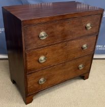 A 19th Century mahogany square fronted chest the plain top over three long drawers with pressed