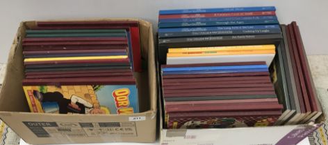 Two boxes containing various mainly late 90s/ 2000s editions of "The Broons" and "Oor Wullie"