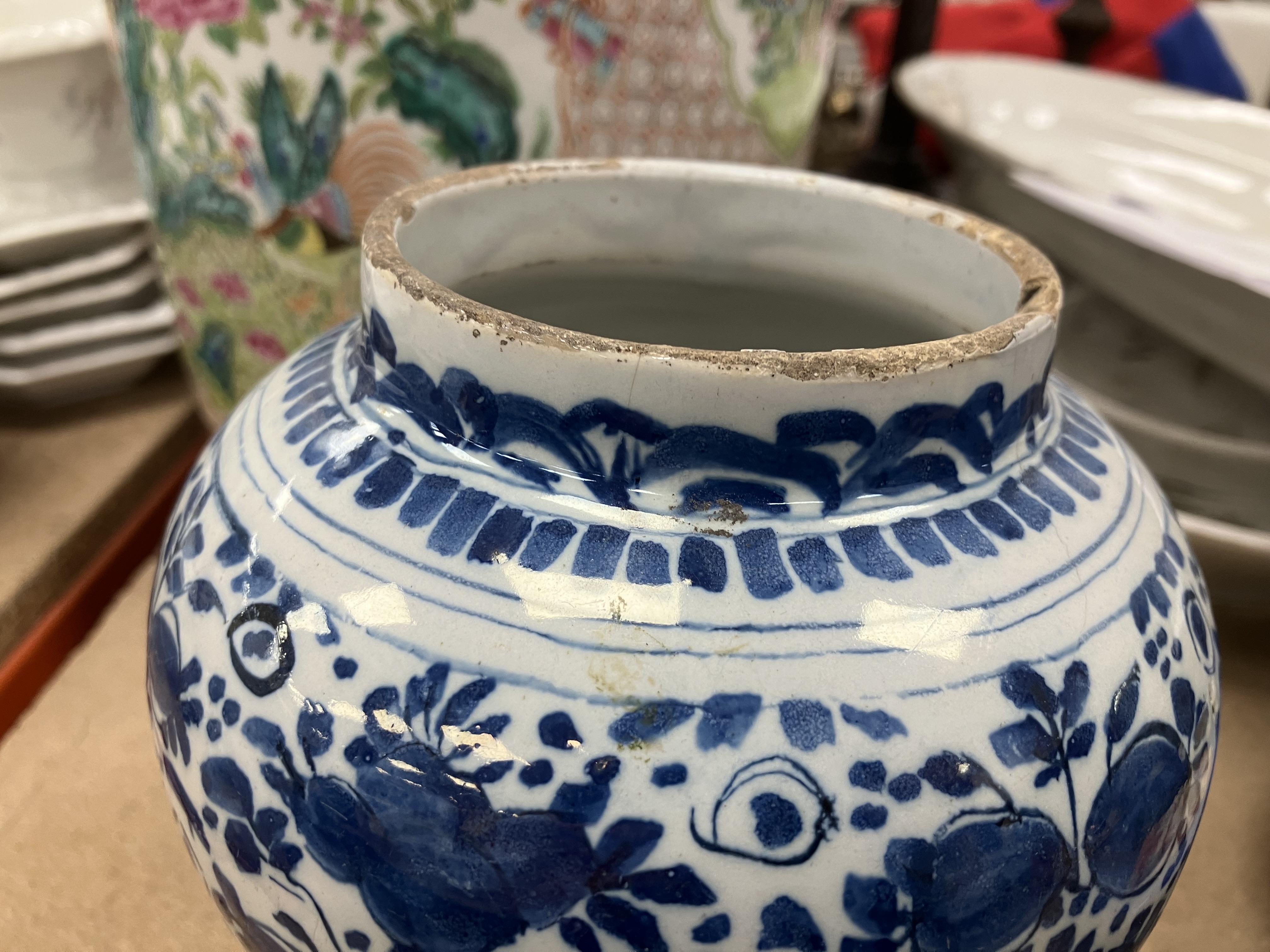 An 18th Century Delft blue and white baluster shaped jar, - Image 20 of 30
