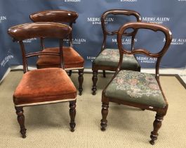 Four various Victorian mahogany dining chairs