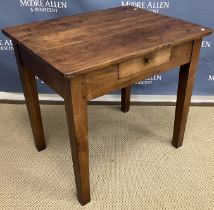 An early 19th Century mahogany single drawer side table on square tapered legs, 65cm wide x 48.