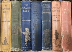 A collection of books edited by Andrew Lang including "The Orange Fairy Book",
