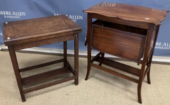 An Edwardian walnut dropside tea table with shaped top on square supports to splayed feet,