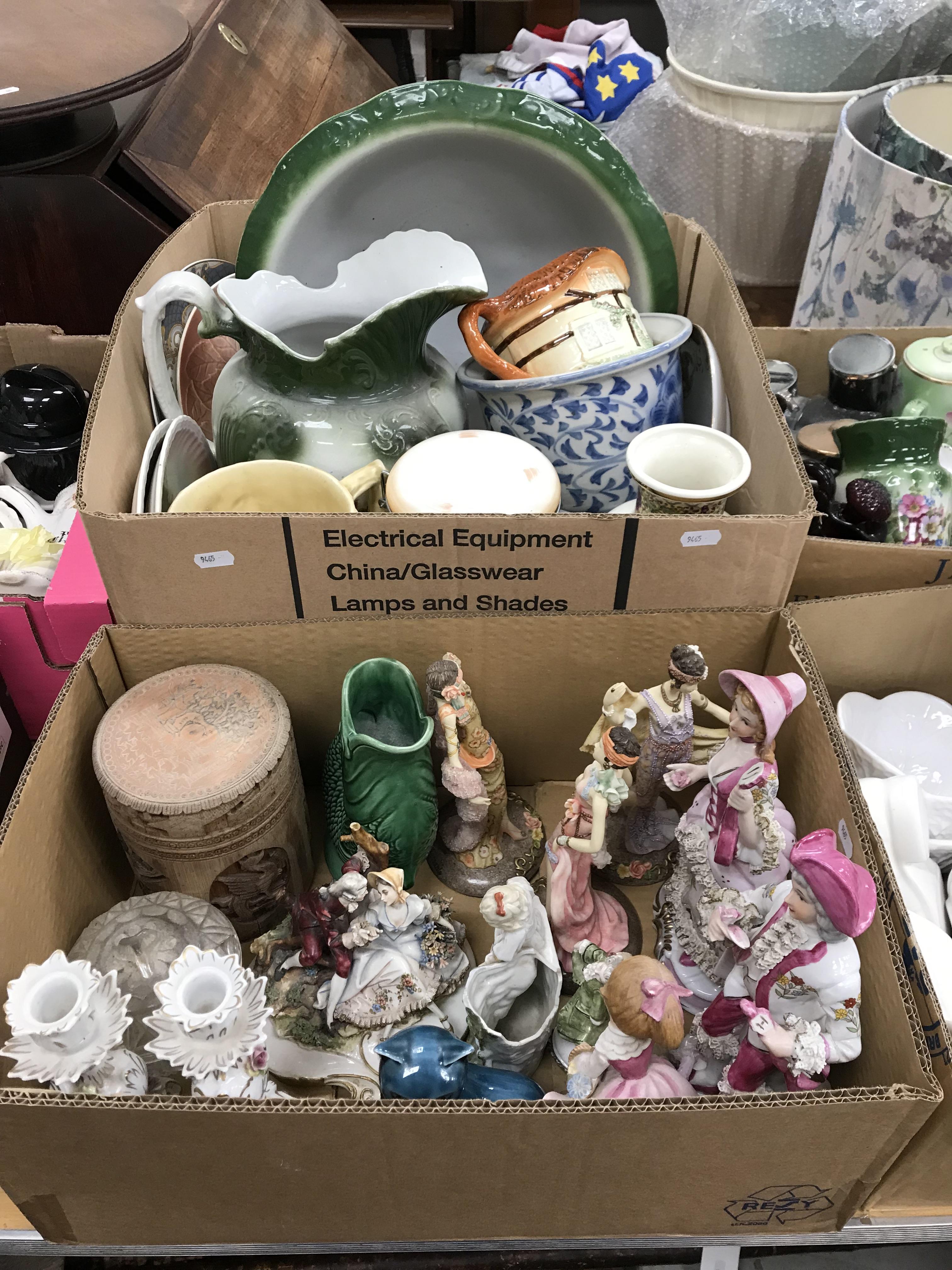 Six boxes of assorted decorative china wares to include figurines, vases, toilet bowl and jug, - Image 4 of 4