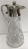 A modern Asprey cut glass and silver mounted claret jug (by Asprey & Company Ltd,