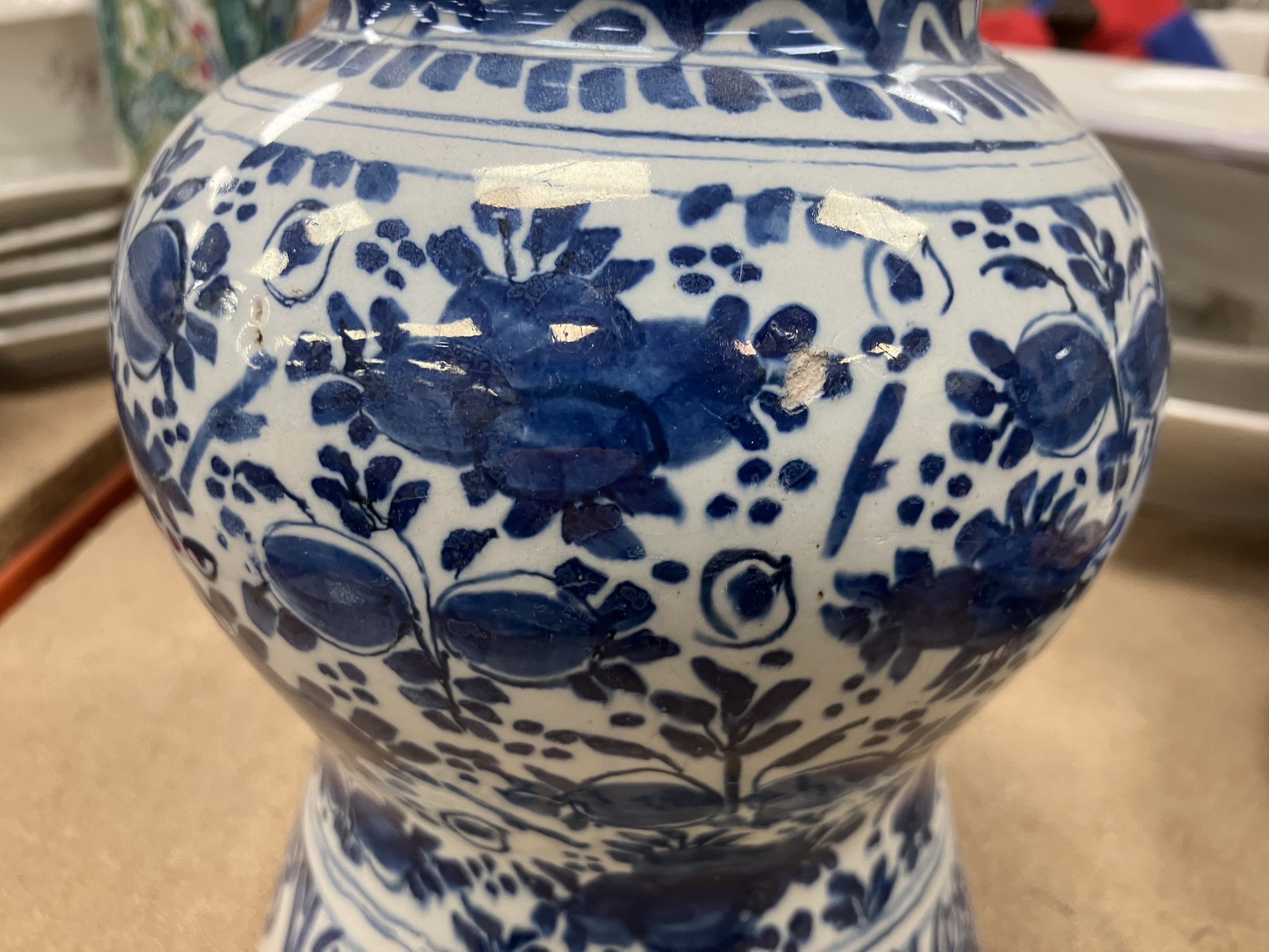 An 18th Century Delft blue and white baluster shaped jar, - Image 15 of 30