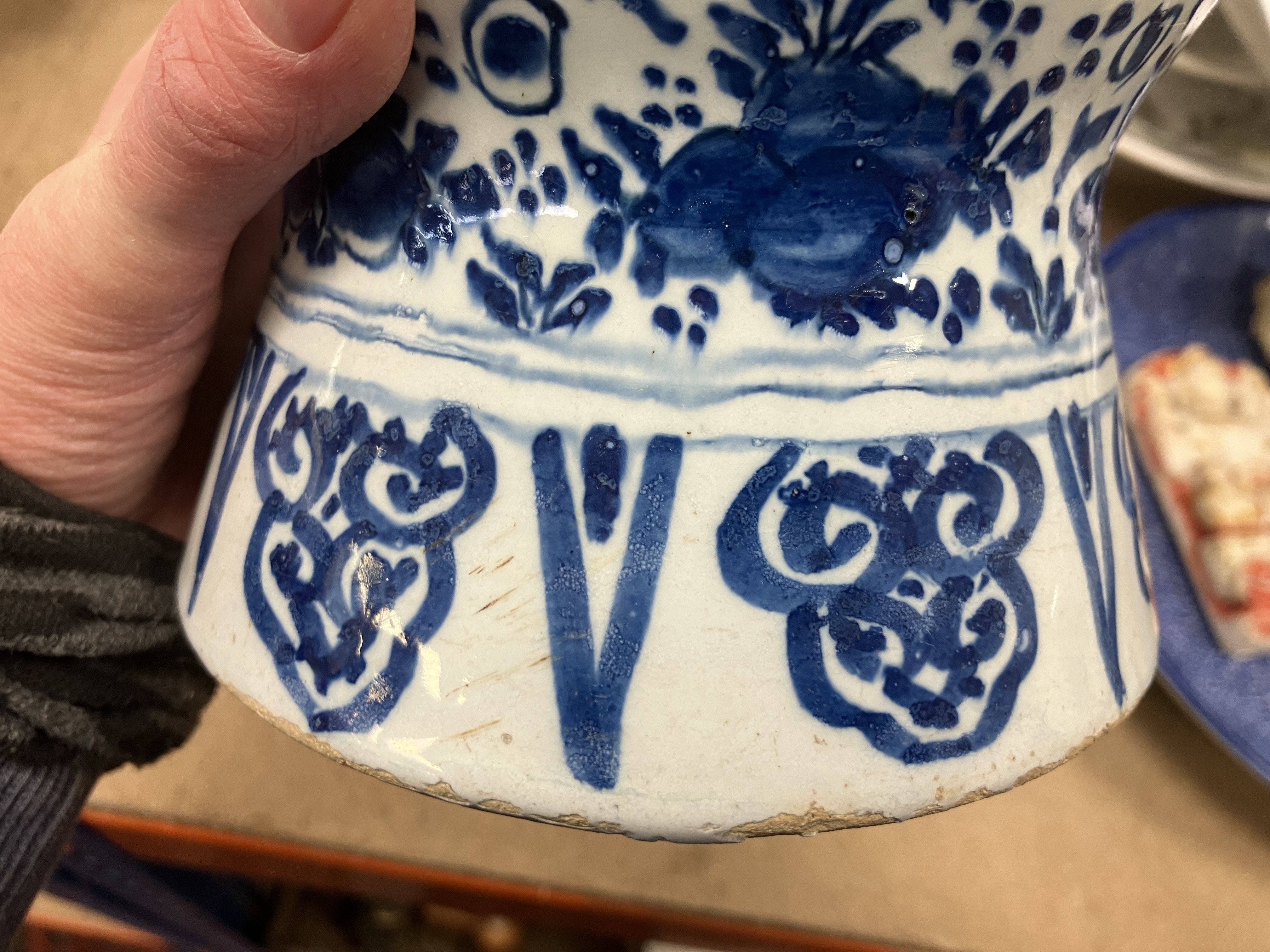 An 18th Century Delft blue and white baluster shaped jar, - Image 8 of 30