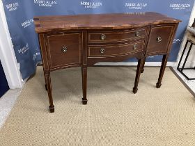 A modern mahogany serpentine fronted sideboard in the George III taste the plain top crossbanded