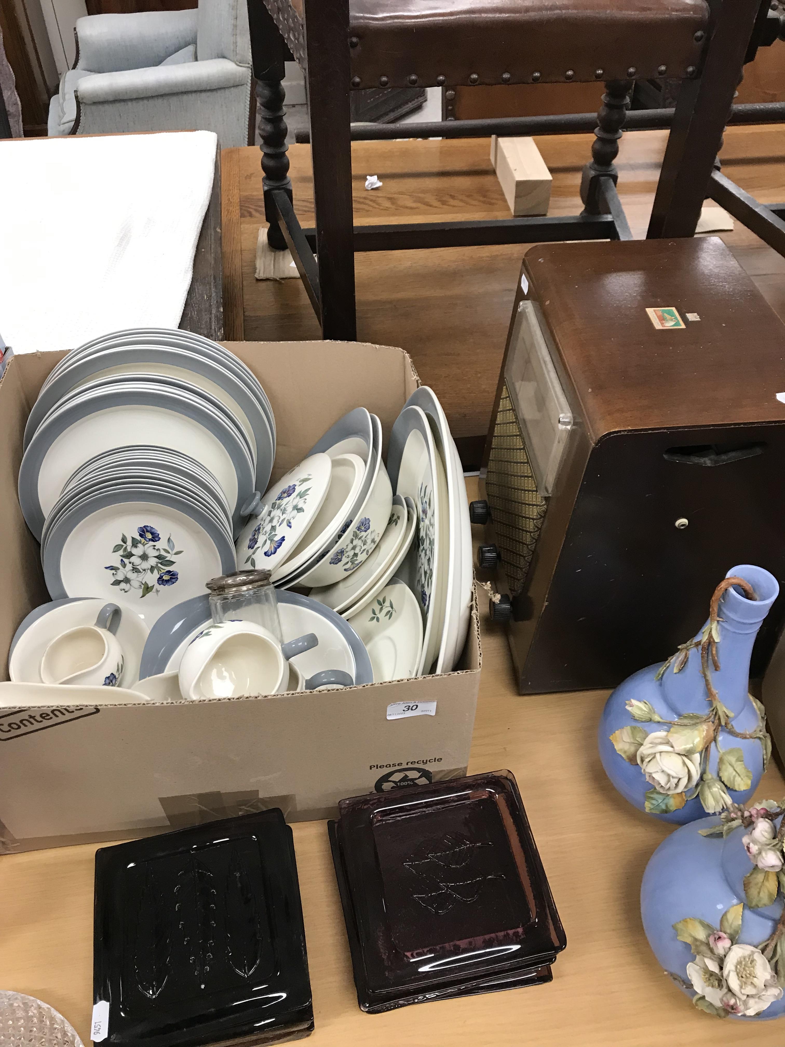 A box containing a Wedgwood Isis part dinner service together with a collection of six amethyst - Image 2 of 2