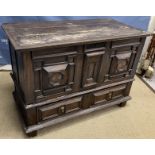 An oak and walnut mule chest in the Jacobean manner,