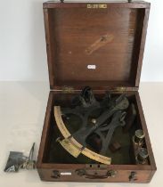 A Victorian brass and anodised sextant by W.