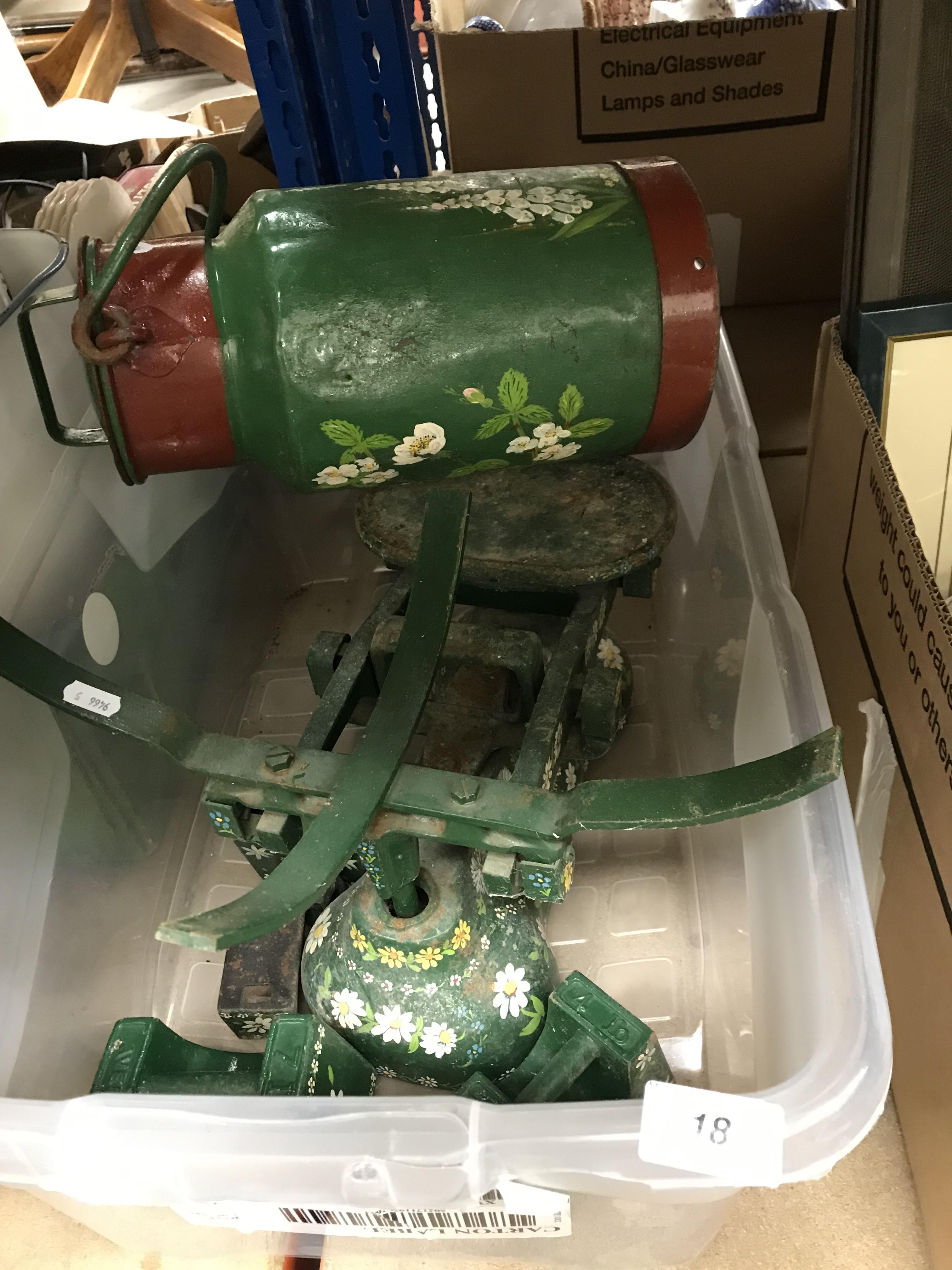 A collection of enamelled kitchenalia, a wooden trug, - Image 3 of 4