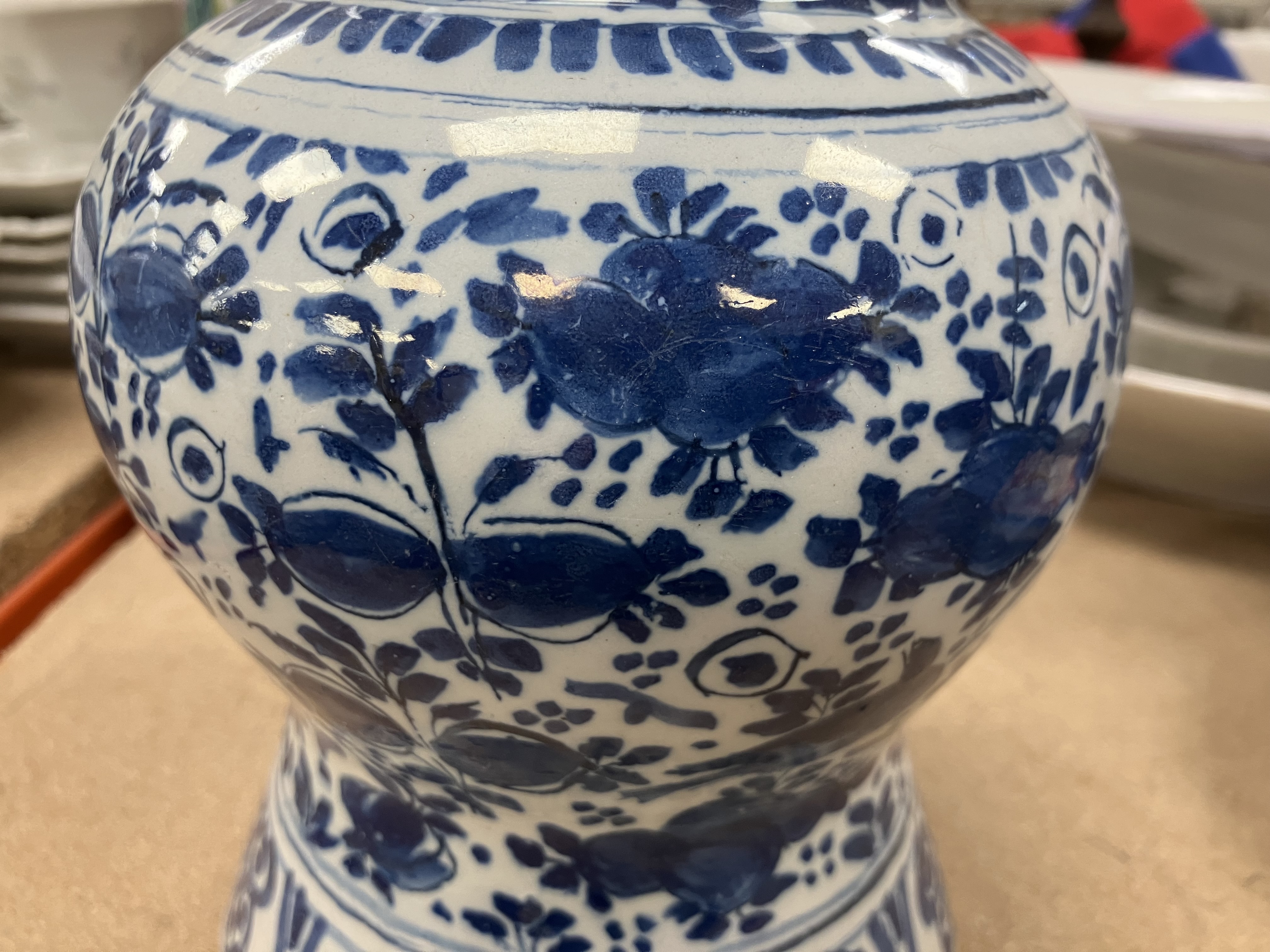 An 18th Century Delft blue and white baluster shaped jar, - Image 28 of 30