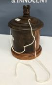 A 19th Century Lignum Vitae string box of cylindrical form with cutter to top 13.
