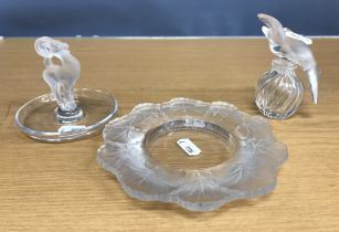 A Lalique "Honfleur" geranium leaf pin dish, signed "Lalique France" to base, 15 cm diameter,