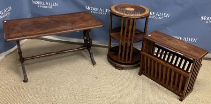 An Edwardian mahogany nest of three inlaid occassional tables the largest 41.5cm wide x 27.