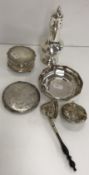A collection of various small silver wares to include sugar shaker,