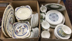 Two boxes of various china wares including Hales Hancock and Godwin Ltd (1922 - 60) "Spring Dale"