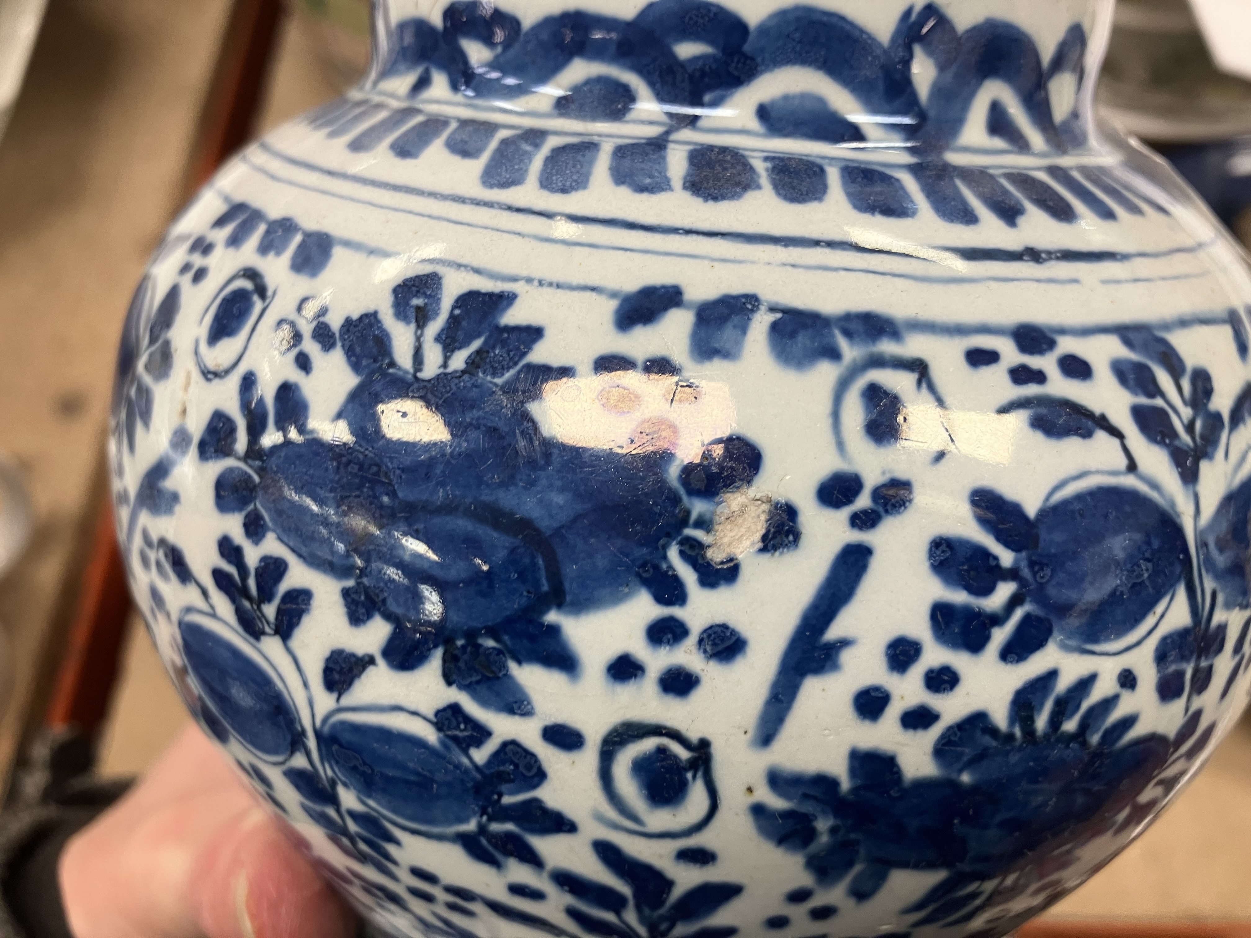 An 18th Century Delft blue and white baluster shaped jar, - Image 9 of 30