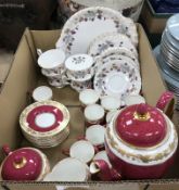 A Wedgwood puce and gilt grape and vine decorated coffee set comprising pot,
