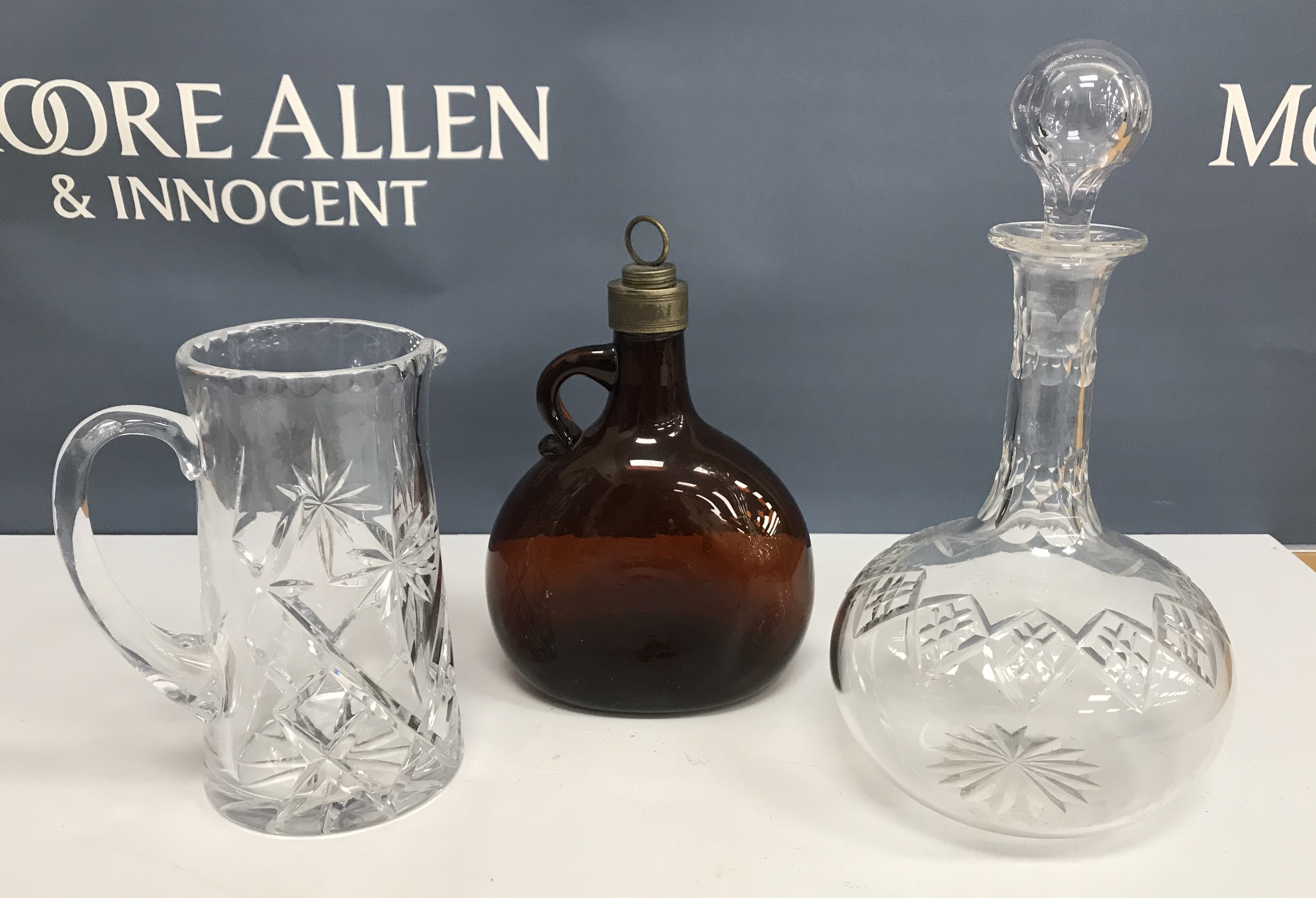 Six boxes of assorted glassware to include decanters, fruit bowls, wine glasses, vases, jugs, etc.
