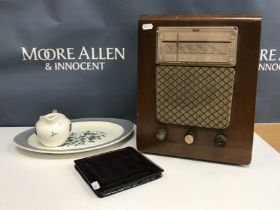 A box containing a Wedgwood Isis part dinner service together with a collection of six amethyst