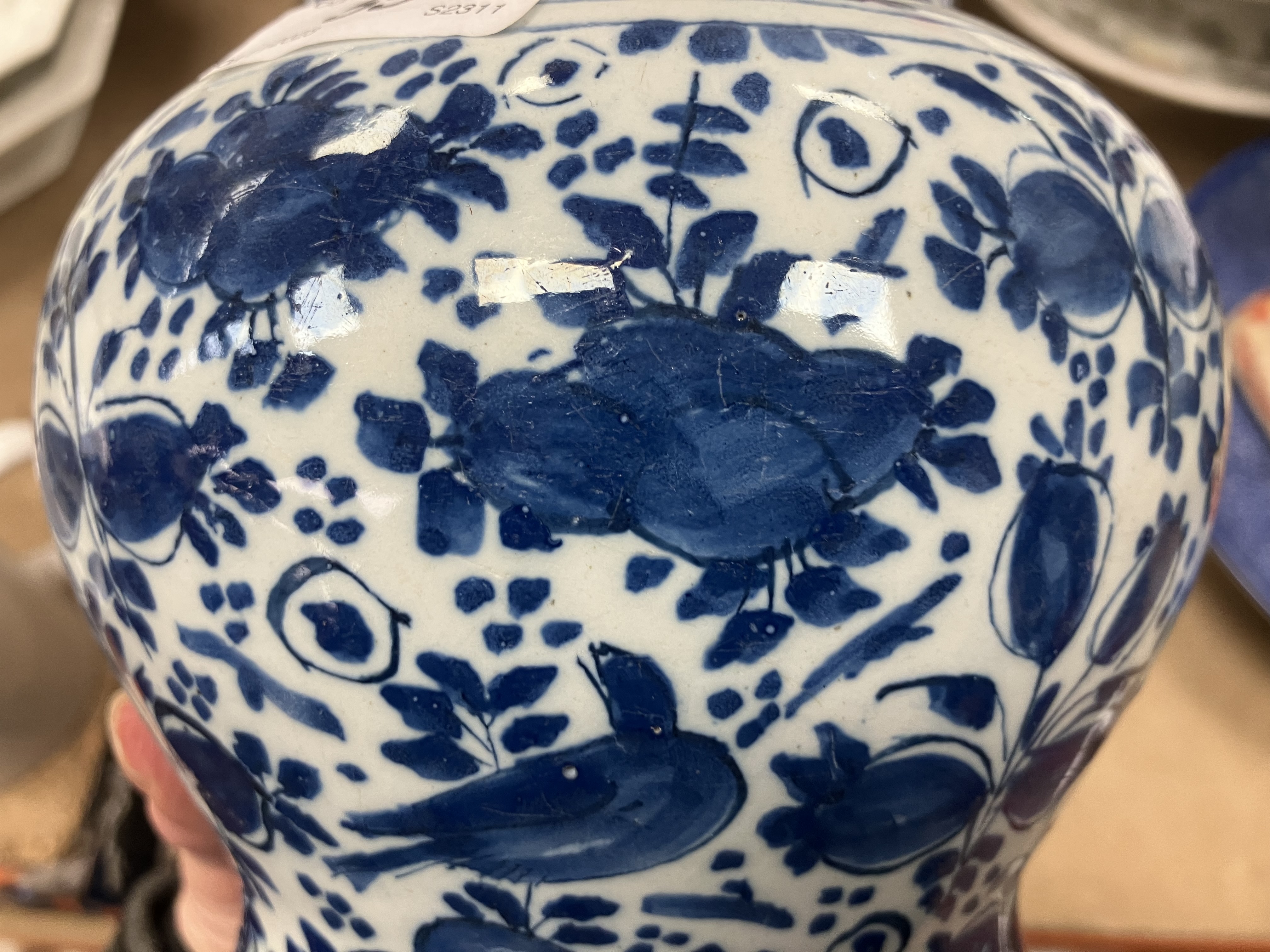 An 18th Century Delft blue and white baluster shaped jar, - Image 6 of 30