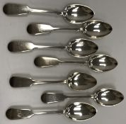 A set of six Victorian Scottish silver "Fiddle" pattern teaspoons (Edinburgh hallmarks by J.W. & J.