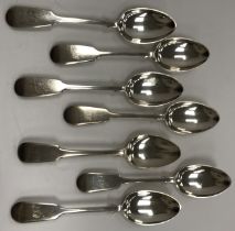 A set of six Victorian Scottish silver "Fiddle" pattern teaspoons (Edinburgh hallmarks by J.W. & J.