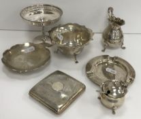 A collection of small silver wares to include pedestal sweetmeat dish with pierced rim,