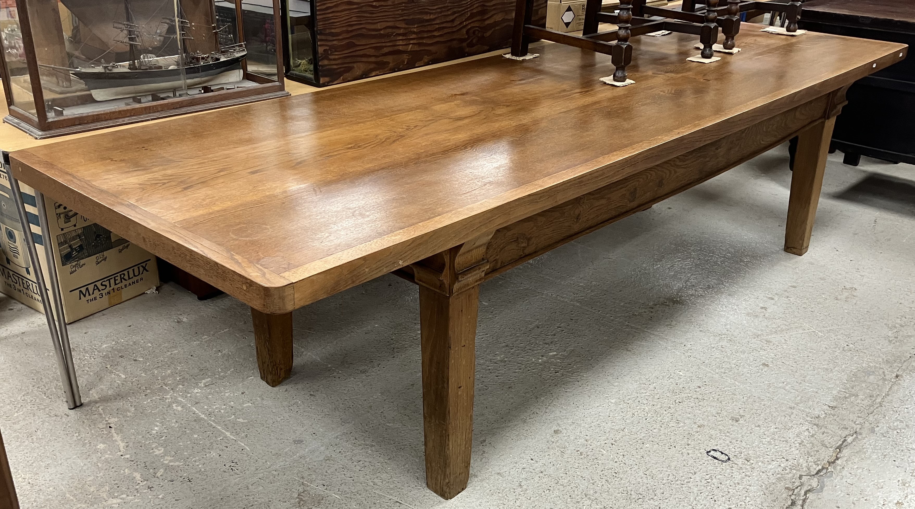 An oak dining table in the 19th Century French taste, - Image 2 of 2