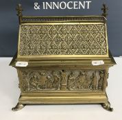 A 19th Century brass casket in the form of a Gothic reliquary,