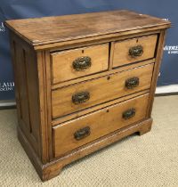 An Edwardian walnut chest of two short over two long drawers, 92cm wide x 45.